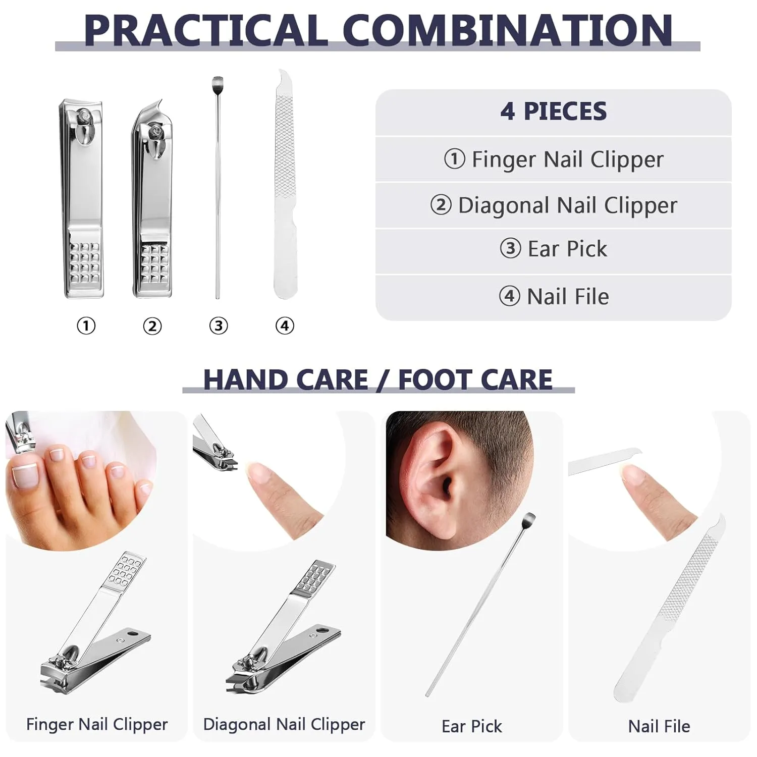 Geosar 12 Sets Manicure Set Nail Clippers Pedicure Kit Stainless Steel Professional Pedicure Set Grooming Kits Nail Care Tools with Luxurious Travel Case for Nail Care(Dark Blue)