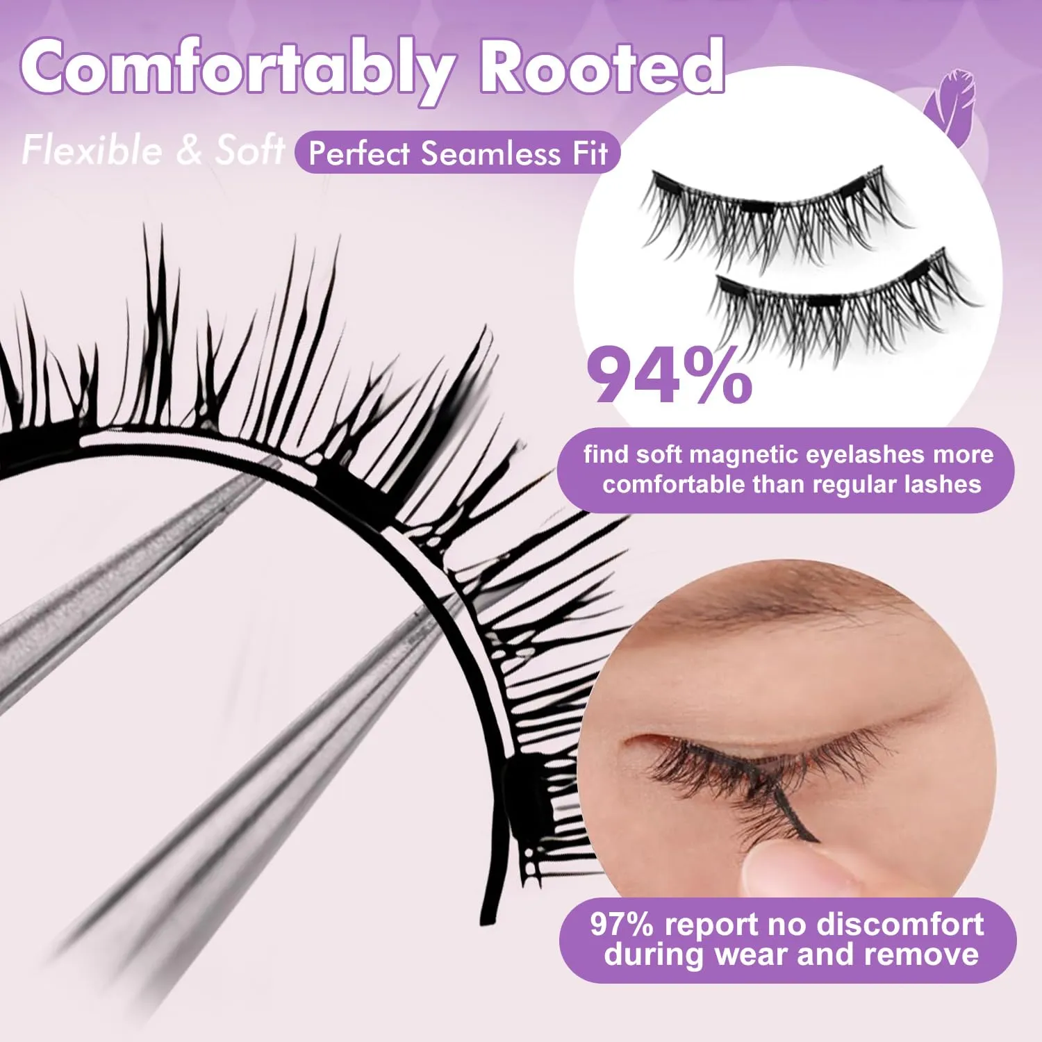 Giani Magnetic Eyelashes with Applicator, Magnetic Eyelashes Natural Look,Reusable Magnet Lashes No Glue Needed Soft Lashes Kit for Women(Natural)