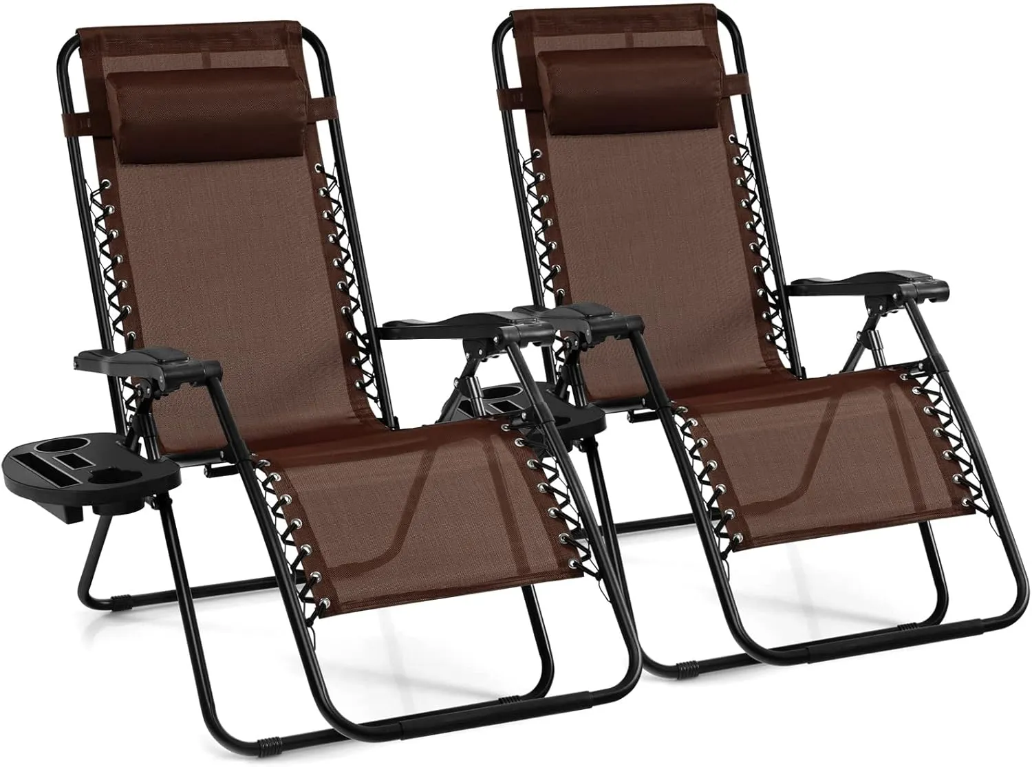 Giantex 2 PCS Zero Gravity Chair, Outdoor Chaise Lounge with Cup Holder, Patio Folding Chairs Recliner for Yard Pool Lawn Balcony