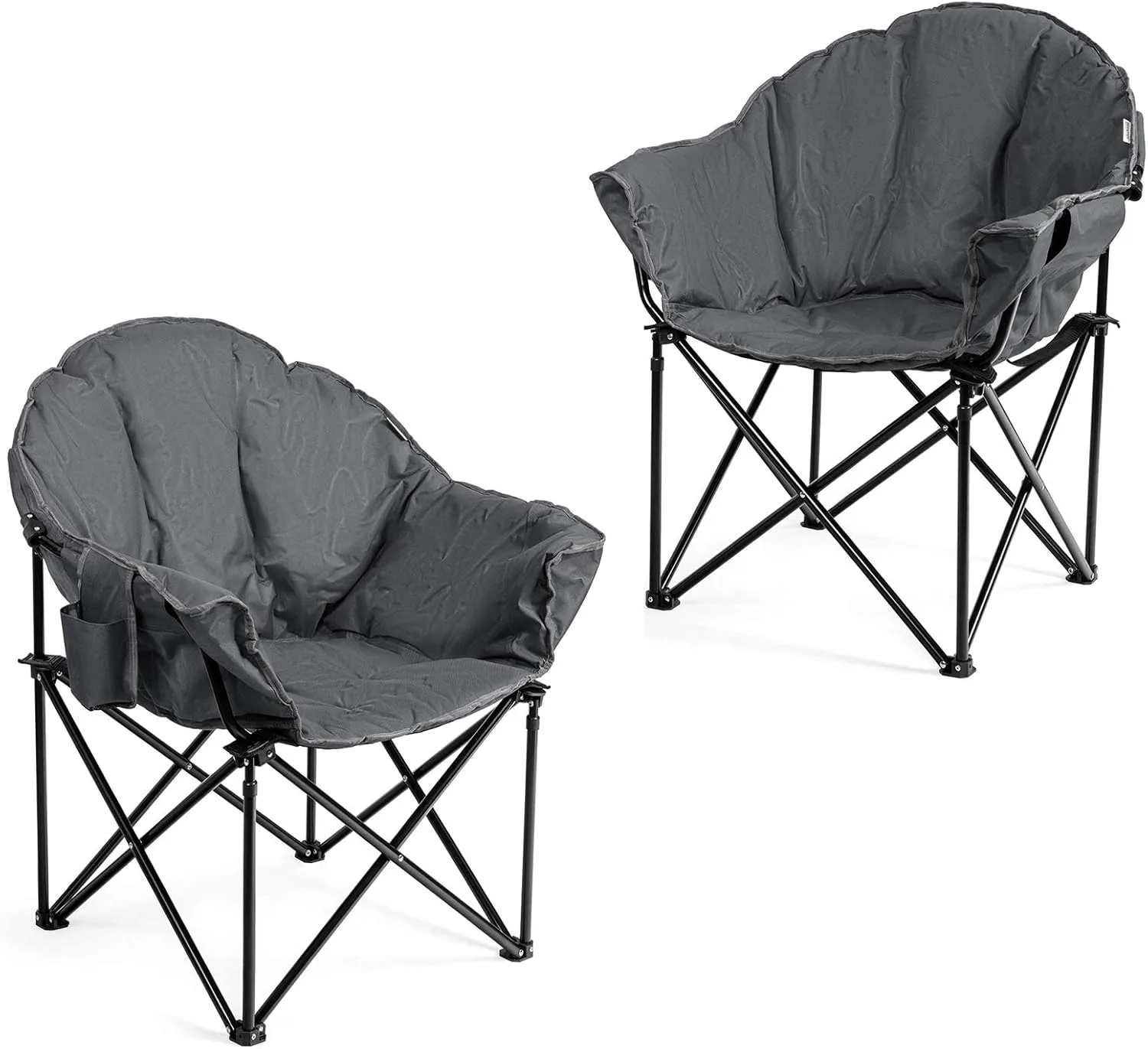 Giantex Portable Camping Chair, Outdoor Folding Moon Saucer Chair for Lawn with Soft Padded Seat, Cup Holder and Carry Bag