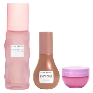 Glow Recipe Refillable Pink Juice Hydrating Face Moisturizer with Hyaluronic Acid & Watermelon (50ml)   Niacinamide Hue Drops Tinted Face Serum (40ml)   Plum Plump Hyaluronic Acid Lip Balm (15ml)