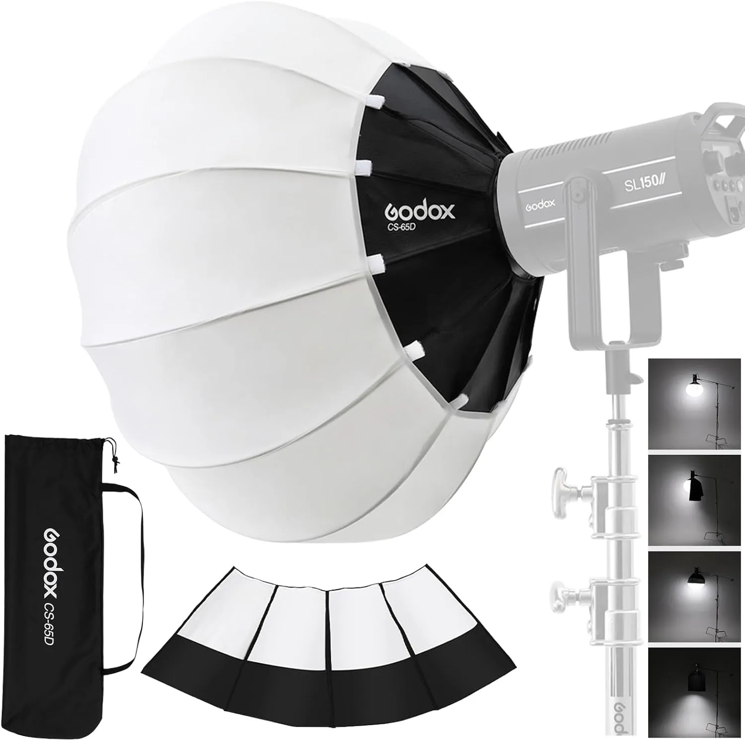 Godox CS-65D Lantern Softbox 26inch/65cm Soft Light Modifier Quick-Setup 26" Latern Softbox with Skirt Carry Bag, Compatible with Bowens Mount Studio Flash Sk400, DP400, DP600,SL60,SL150