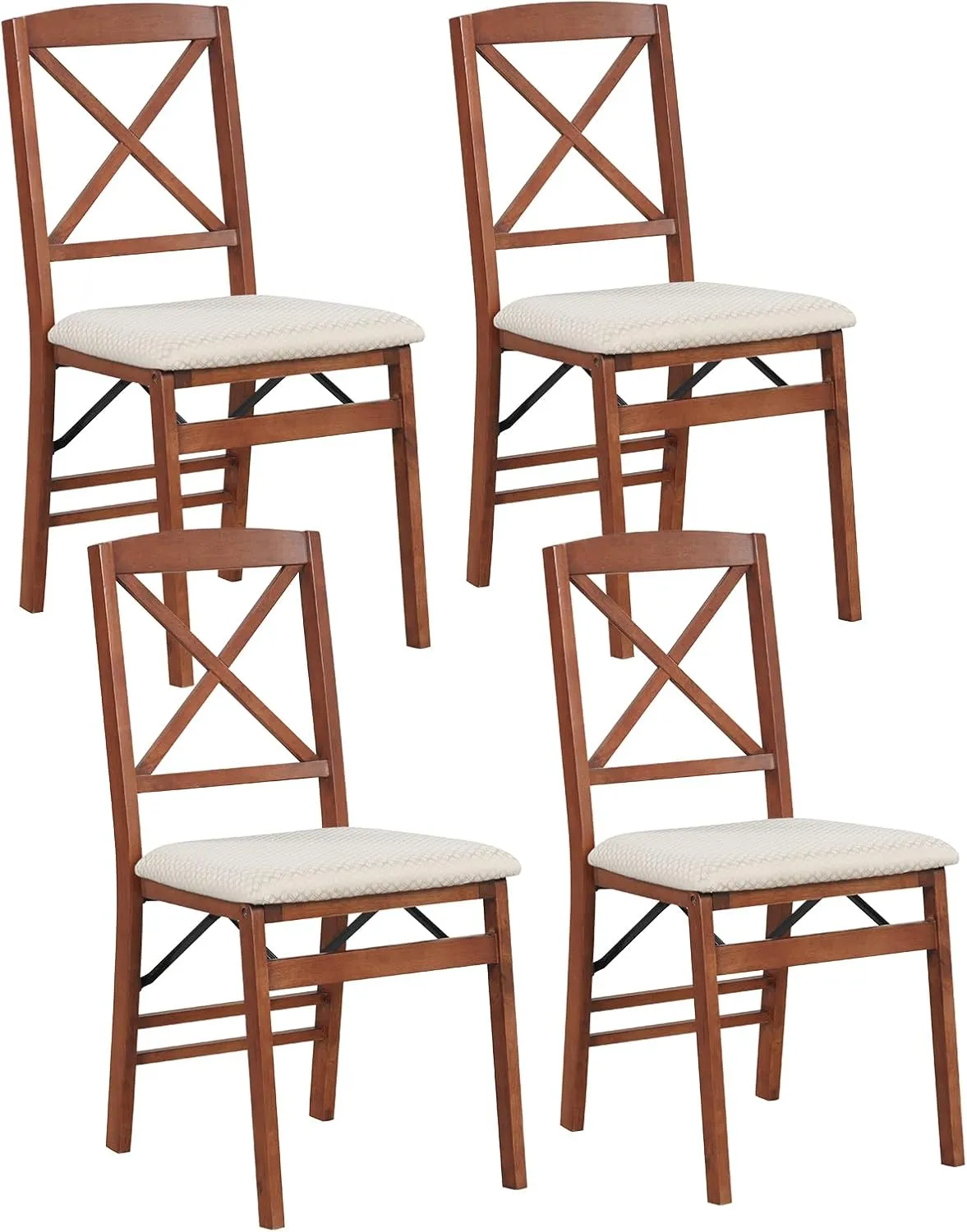 GOFLAME Folding Dining Chairs Set of 4, Foldable Chairs with Padded Seat & High Backrest, 4 Pack Kitchen Chairs, Wooden Dining Chairs for Living Room, Kitchen, Restaurant
