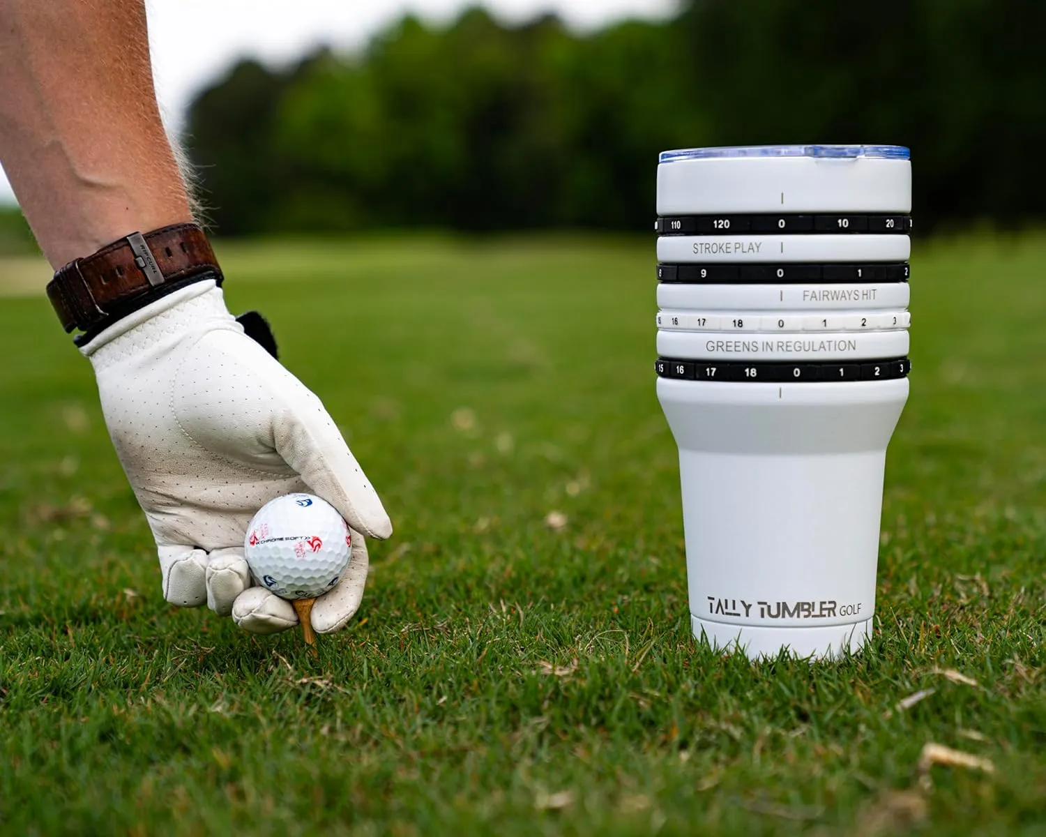 Golf Stainless Steel Cup, 30 oz Leak Proof Lid, Double Wall Insulation, Golf Tumbler with Score Keeping Counter used for strokes per hole, Greens in Regulation & Fairways Hit