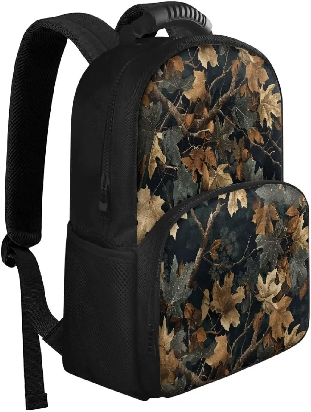Gomyblomy 17 Inch Travel Backpack for Men Women Leaf Print Hiking Camping Backpack Cooler Insulated Lunchbox Backpack for Travel Lightweight Rucksack Knapsack