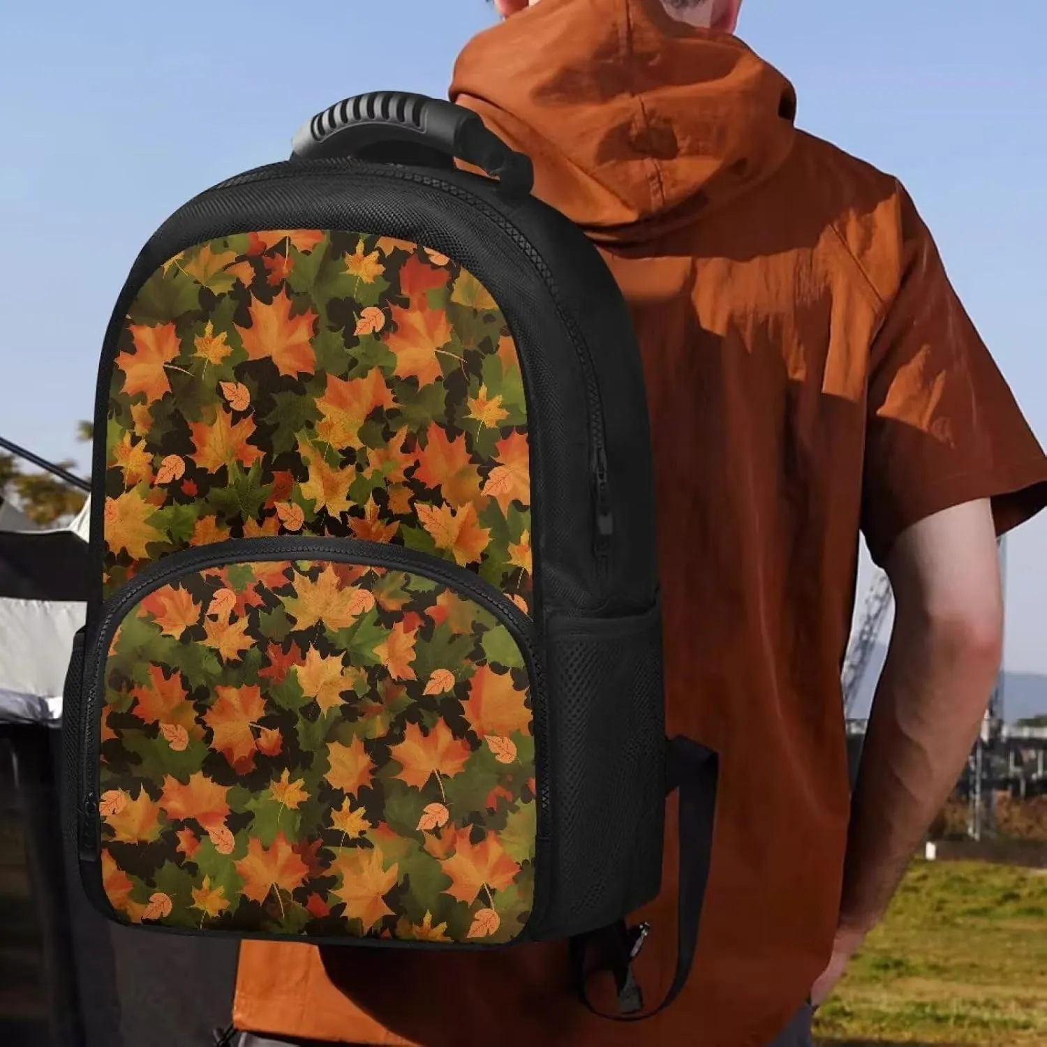 Gomyblomy Large Lunch Backpack Cooler Hiking Daypack for Men Maple Print Leak Proof Lunch Cooler Bag Insulated Camping Cooler Casual Daypack for Work Picnic Travel