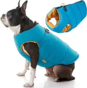 Gooby Padded Vest Dog Jacket - Solid Turquoise, X-Small - Warm Zip Up Vest Fleece Jacket with Dual D Ring Leash - Water Resistant Sweater - Clothes for Small and Medium Dogs