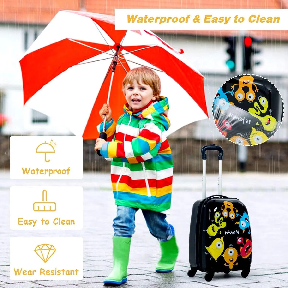 Goplus 2PC Kids Luggage, 12" & 16" Kids Carry On Luggage Set with 4 Spinner Wheels, Lightweight Rolling Spinner Suitcase for Children Toddlers Boys and Girls Travel