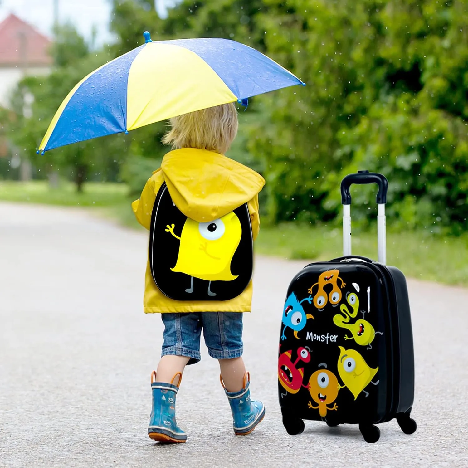 Goplus 2PC Kids Luggage, 12" & 16" Kids Carry On Luggage Set with 4 Spinner Wheels, Lightweight Rolling Spinner Suitcase for Children Toddlers Boys and Girls Travel