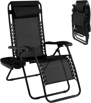 Goplus Zero Gravity Lounge Chairs, 160°Adjustable Folding Recliner w/Pillow and Cup Holder, 350LBS Comfy Outdoor Lounge Chairs for Patio, Lawn, Yard & Camp(1, Black)