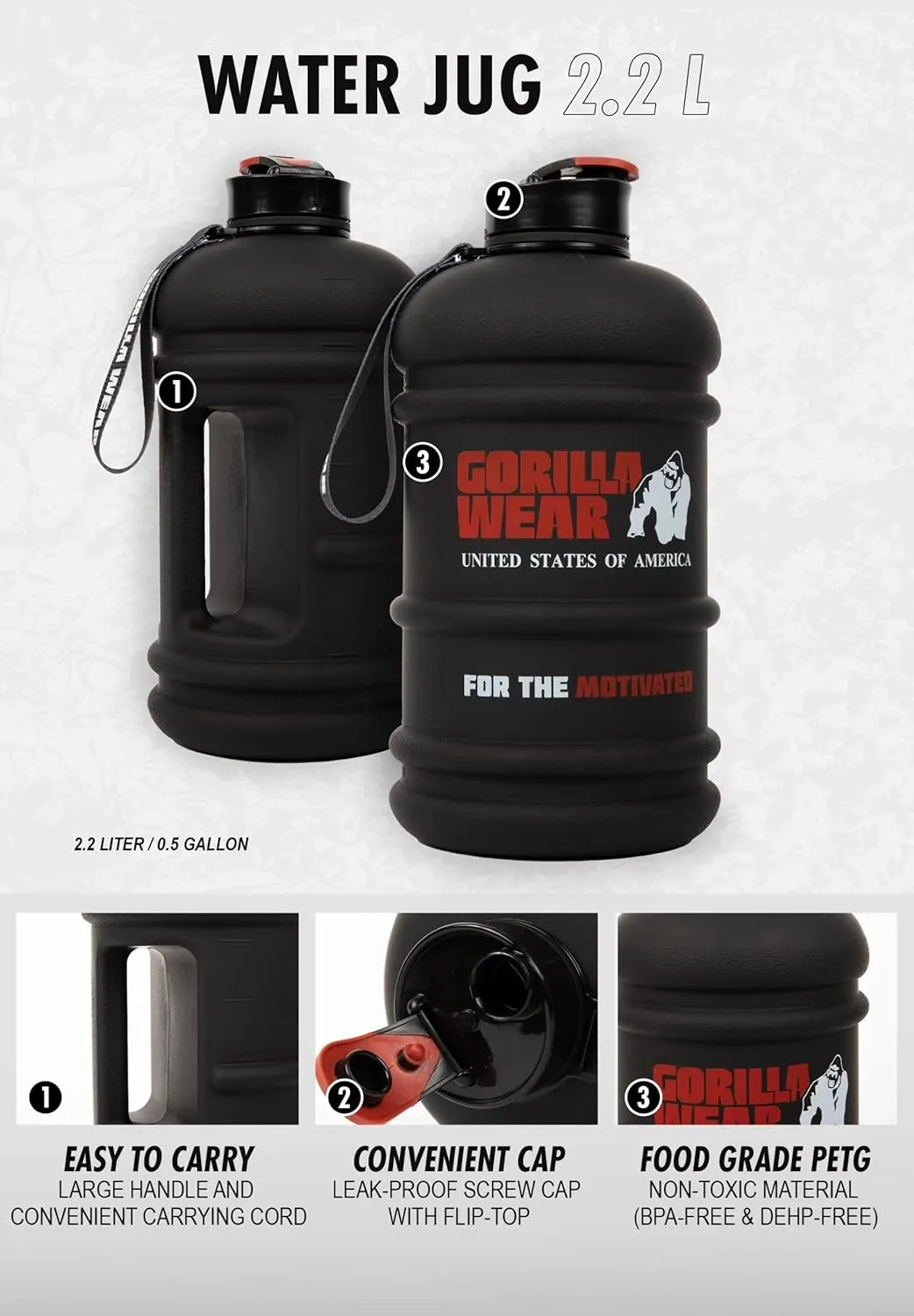 Gorilla Wear Water Jug 2.2L