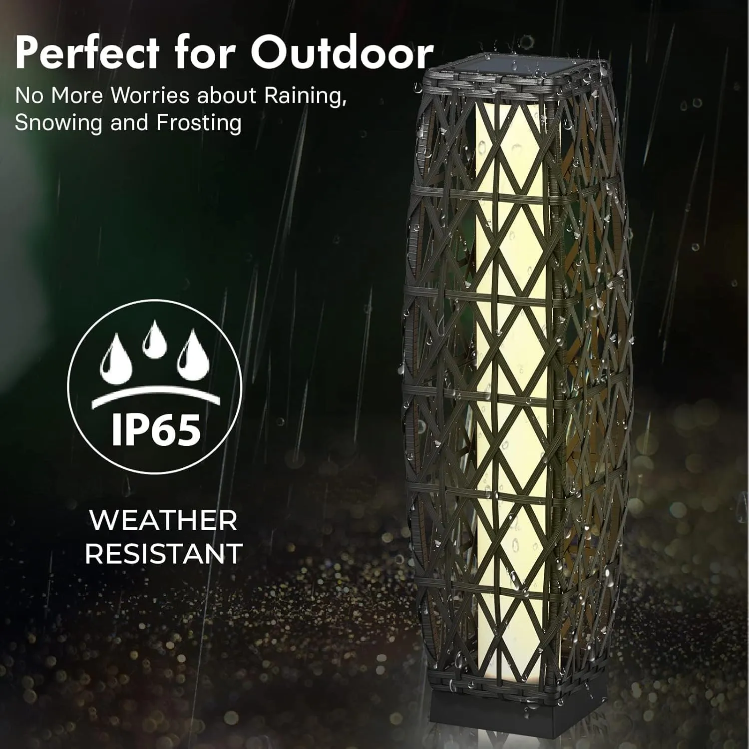 Grand patio 2-Piece Solar Outdoor Floor Lamp Solar Powered Wicker Lantern Outdoor Weather-Resistant Deck Light for Garden Porch Yard-Silver Gray, Large Cindy