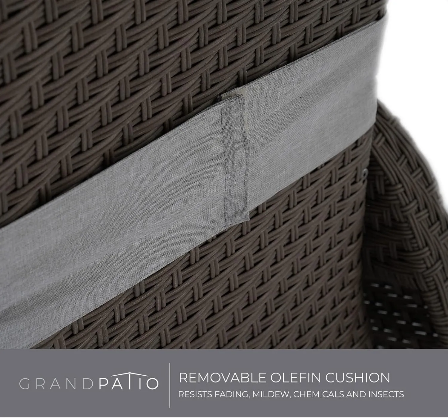 Grand patio Indoor & Outdoor Recliner Chair PE Wicker Patio Recliner with Flip Table Reclining Lounge Chair, Mist Grey