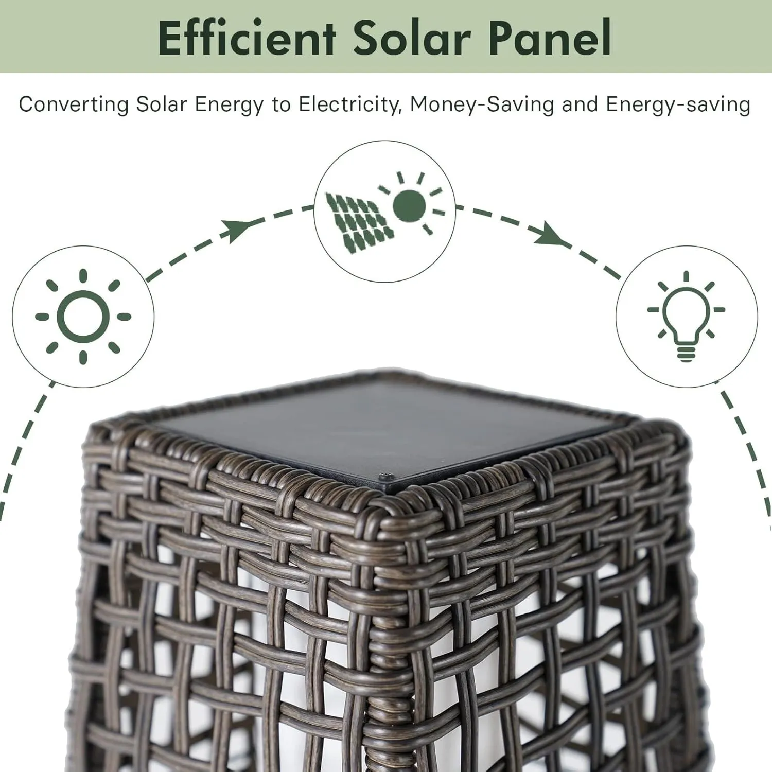 Grand patio Solar Outdoor Floor Lamp Solar Powered Lantern Water-Resistant Wicker Deck Light for Garden Porch Deck-Large Fuji 2 PCS, Dark Brown