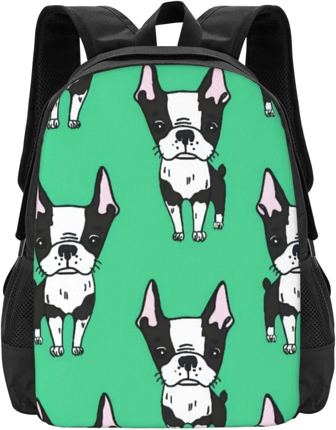 Green Boston Terrier Dogs Lightweight Packable Backpack Travel Casual Hiking Daypack Foldable Backpack For Men Women
