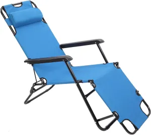 gt2-LC RHC-202 Portable Dual Purposes Extendable Folding Reclining Chair Blue