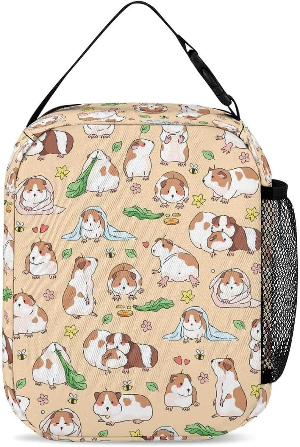 Guinea Pig Backpack with Lunch Box & Pencil Case, 16 Inch Cute Guinea Pig Themed Bookbag, Adjustable Lightweight Large Capacity, Colorful Guinea Pig Backpack Set for Kids Girls Boys School