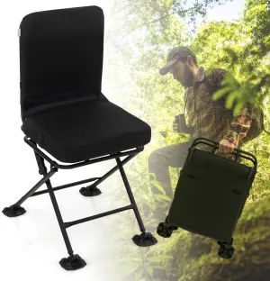 GYMAX Hunting Chair, 360 Degree Swivel Hunting Blind Chair w/ 3’‘ Oversized Duck Feet & Camo Padded Cushion, 330 LBS Silent Waterproof Rustproof Folding Ground Blind Hunting Seat Stool for Outdoors