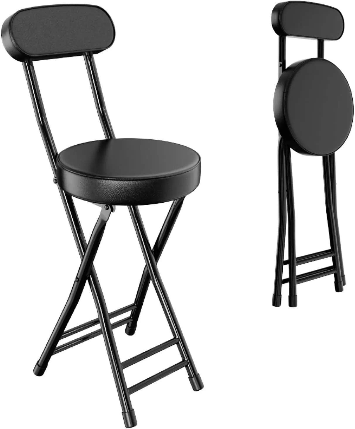 H HOMEWINS Cushioned Padded Folding Stool,23.6-Inch Counter Height Bar Stool,Portable Folding Stool with Handle for Fishing Hiking Gardening Travel BBQ