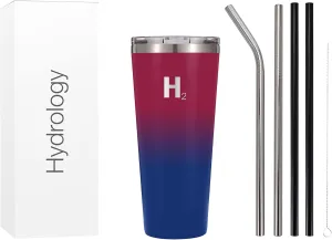 H2 HYDROLOGY Classic Tumbler | Tumbler With Lid and Four Straws | Double Wall Vacuum Insulated & Stainless Steel Water Tumbler | Anti-Slip Tumbler for Coffee, Water, Tea (32 oz, Man of Steel)