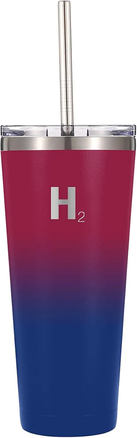 H2 HYDROLOGY Classic Tumbler | Tumbler With Lid and Four Straws | Double Wall Vacuum Insulated & Stainless Steel Water Tumbler | Anti-Slip Tumbler for Coffee, Water, Tea (32 oz, Man of Steel)
