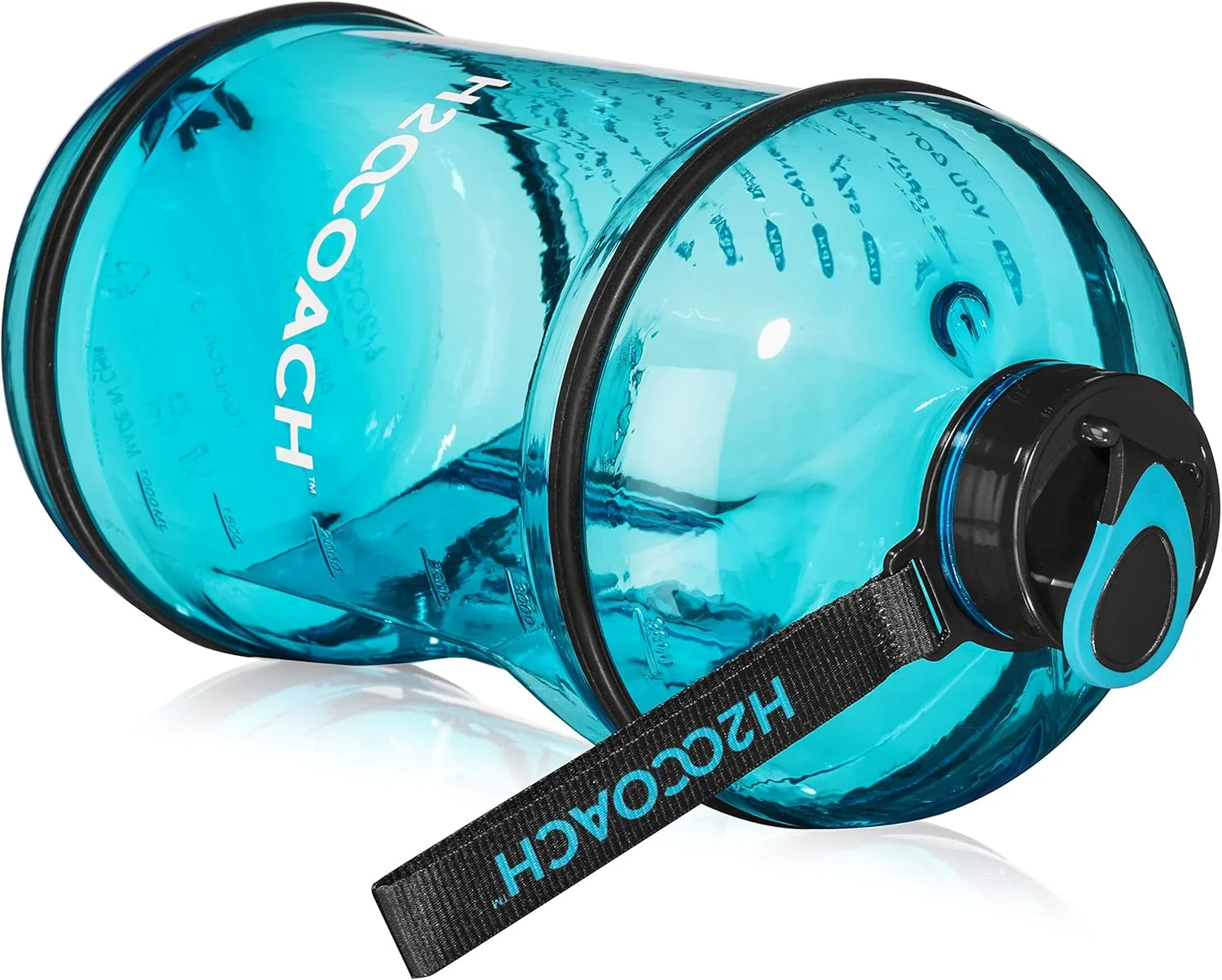 H2OCOACH 1 Gallon Sports Water Bottle with Time Marker | Motivational 3.79 Liters, Reusable BPA Free Jug (128 oz)