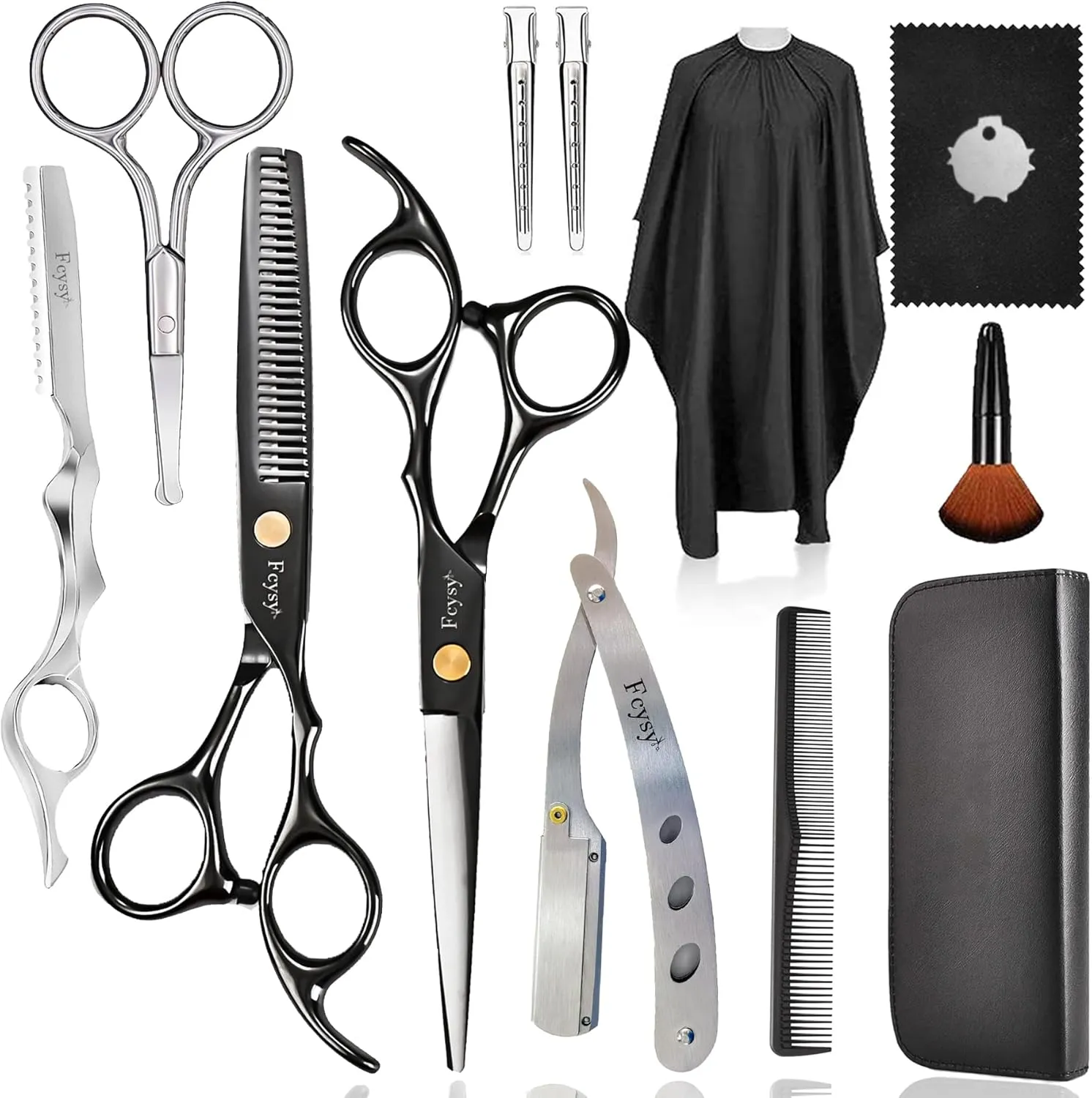 Hair Cutting Scissors Barber Shears Kit, Fcysy Capas De Barbero Profesional Hair Thinning Scissors for Haircutting, Haircut Scissors Blending Shears Eyebrow Hair Trimming Scissors Set for Men Women