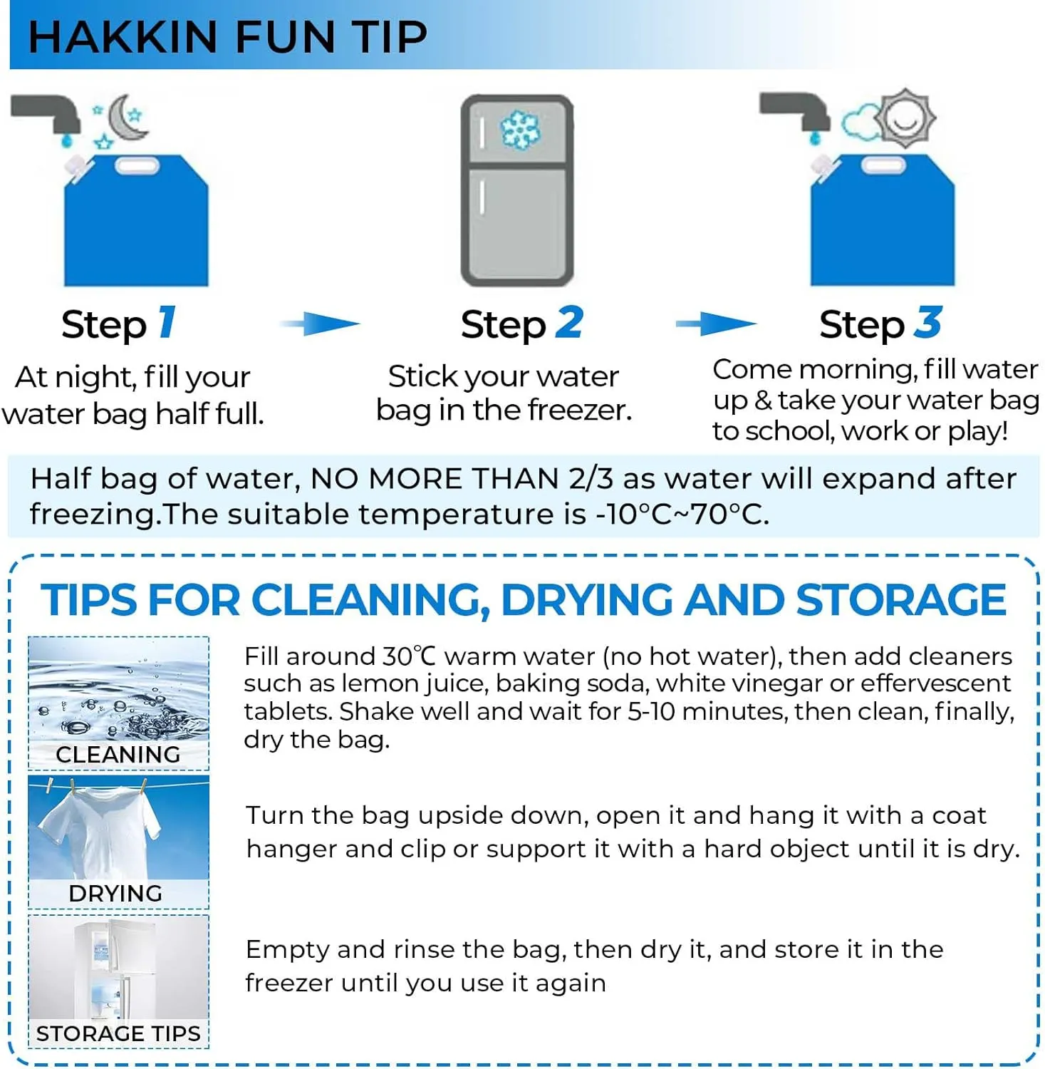 Hakkin Collapsible Water Container Bag 4 Pcs 10L/(2.6 Gallon), No-Leak Freezable Portable BPA Free Food Grade Plastic Storage Jug for Camping, Hiking, Travel, Emergency Survival Kit Bonus 2 Pcs Caps