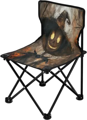 Halloween Cartoon Scarecrow Portable Outdoor Folding Chair Anti-Slip Padded Oxford Cloth Stool Camping Chair Small for Beach Hiking Fishing Gardening Quad Camp Chair