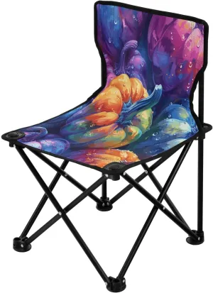 Halloween Pumpkin Spectre Face Portable Outdoor Folding Chair Anti-Slip Padded Oxford Cloth Stool Camping Chair Small for Beach Hiking Fishing Gardening Quad Camp Chair