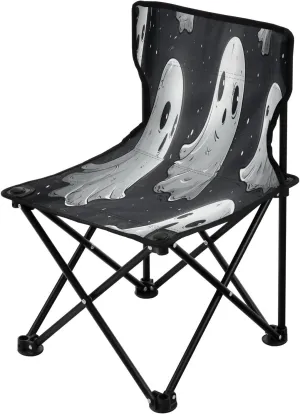 Halloween White Cute Spectre Portable Outdoor Folding Chair Anti-Slip Padded Oxford Cloth Stool Camping Chair Small for Beach Hiking Fishing Gardening Quad Camp Chair