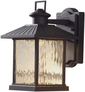 Hampton Bay Lumsden 7 in. Black Outdoor Integrated LED Wall Mount Lantern with Photocell