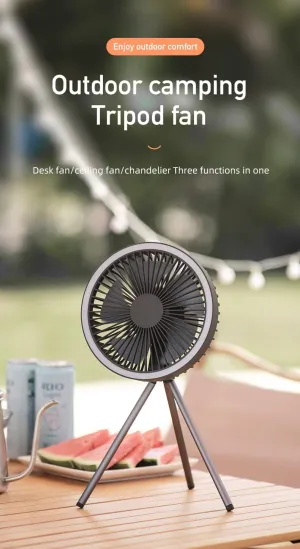 HANDA Camping Fans for Tents with Dimmable LED Lantern, 10000mAh USB Rechargeable Battery Operated Fans, Folding Tripod Portable Fan with Hanging Hook, Quiet and Strong Wind for Desk, Fishing, Office, Home, Outdoor (White)