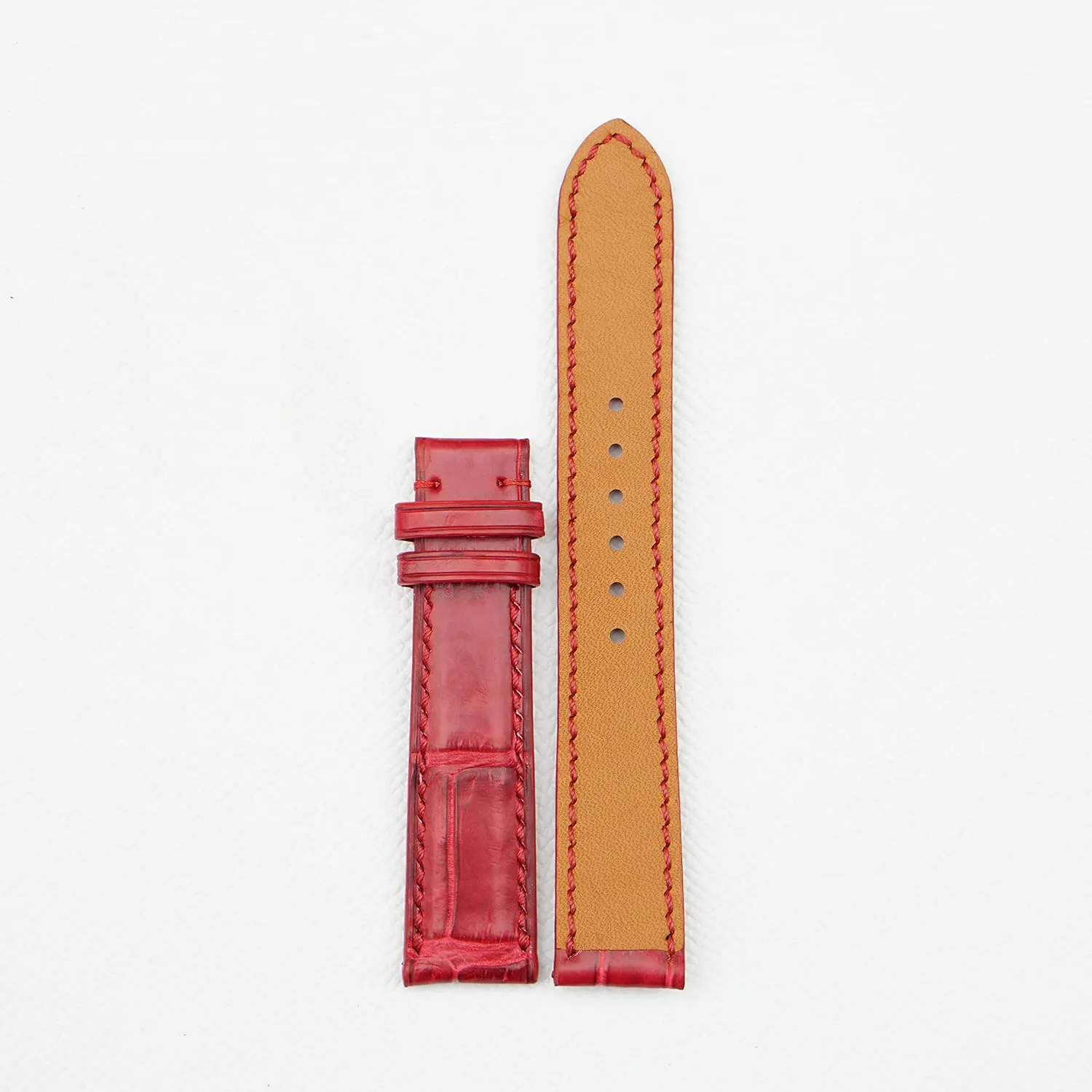 Handcrafted Alligator watch strap, Top Quality Alligator leather watch band (15mm, Steel Folding Clasp)