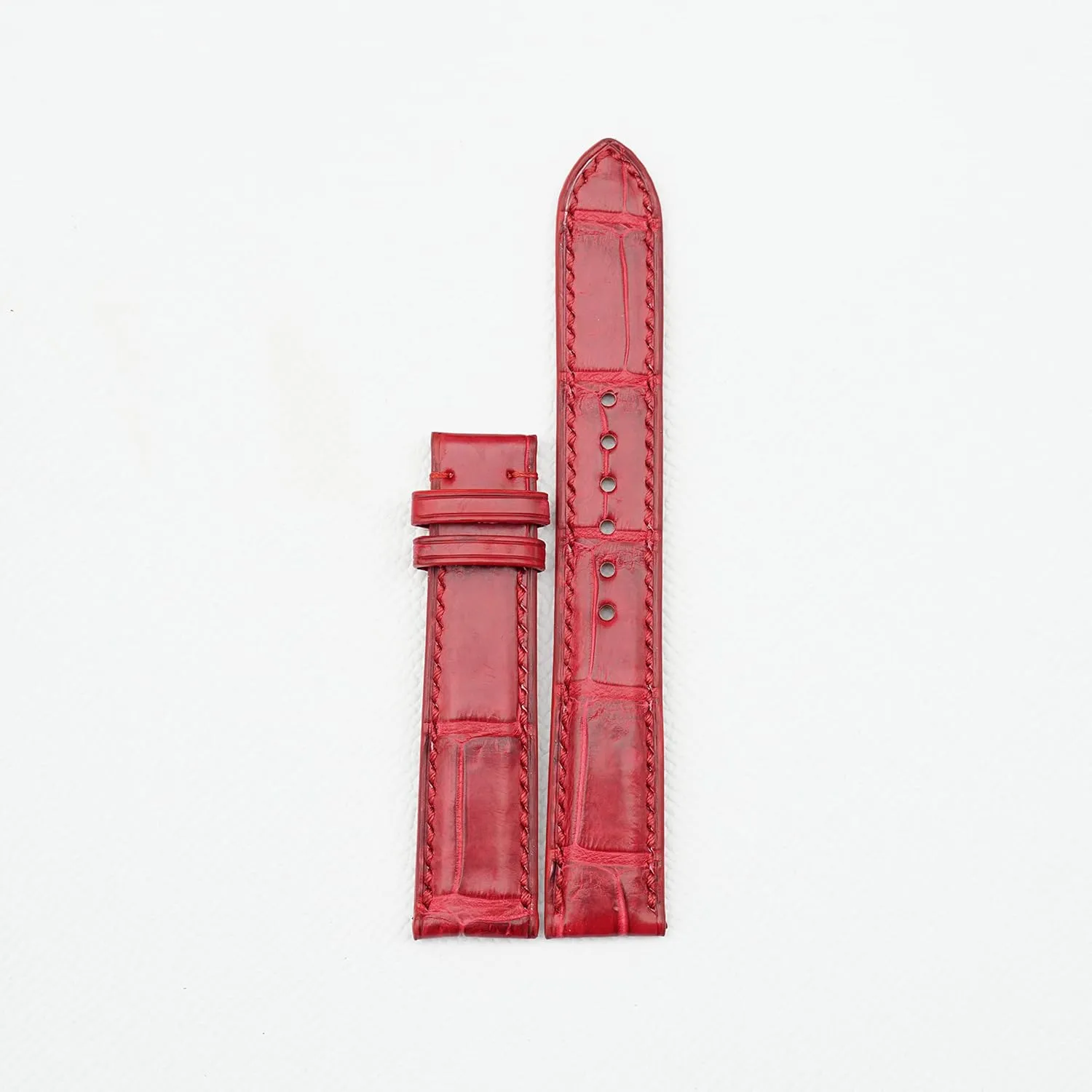 Handcrafted Alligator watch strap, Top Quality Alligator leather watch band (15mm, Steel Folding Clasp)