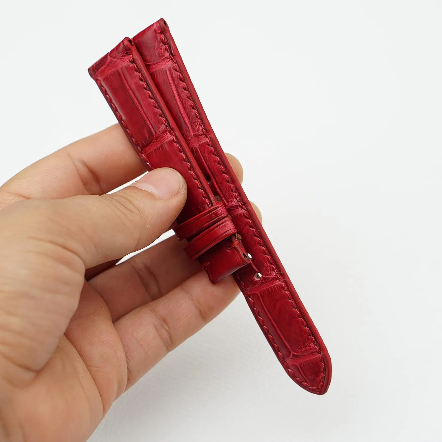 Handcrafted Alligator watch strap, Top Quality Alligator leather watch band (15mm, Steel Folding Clasp)