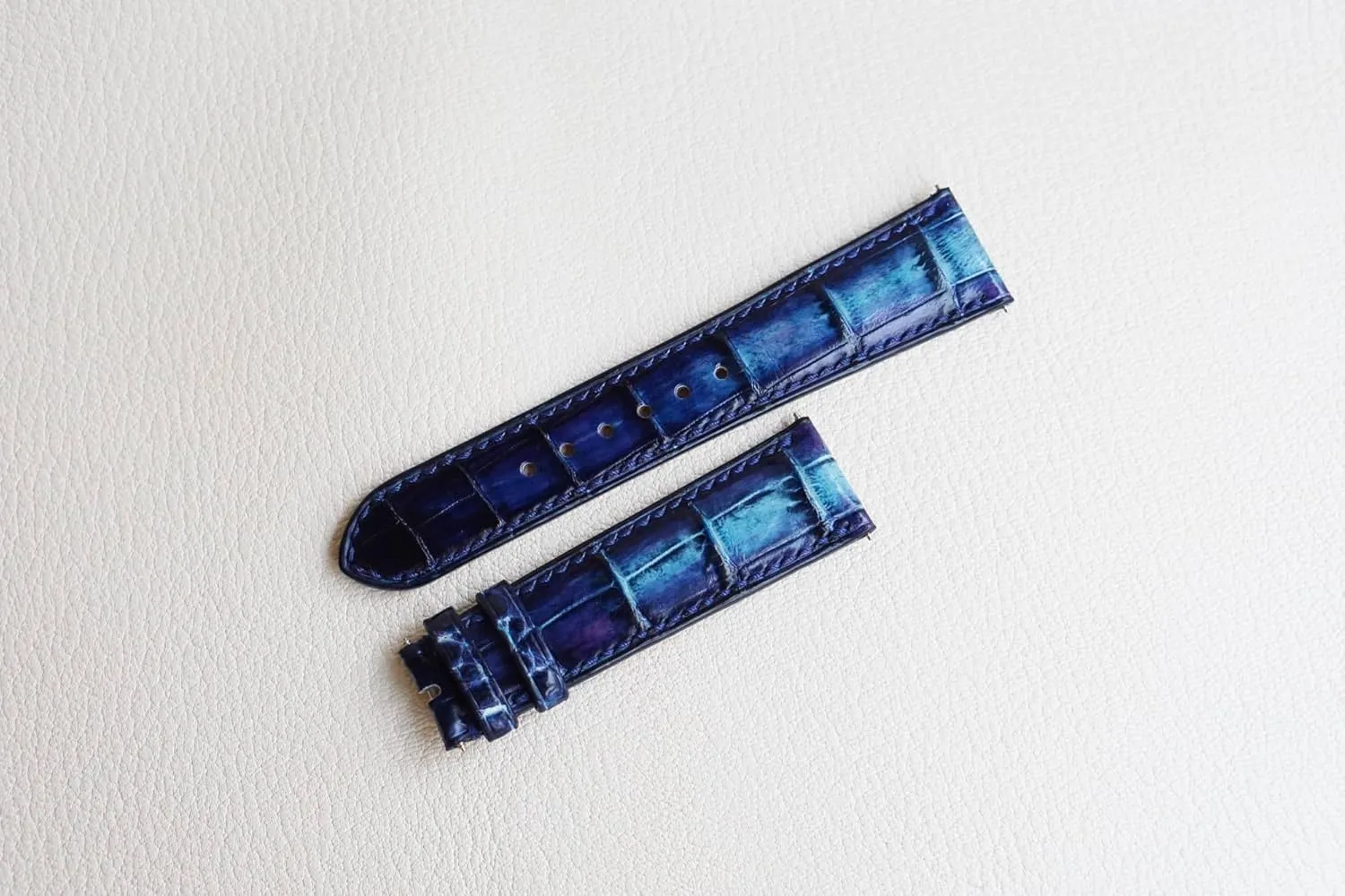Handmade Patina Alligator leather watch band, Premium Alligator leather watch strap (16mm, Steel Folding Clasp)