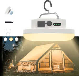 Hanging Camping Tent Lights,Portable Rechargeable LED Camp Lamp with Hook,Waterproof Outdoor Glamping Lantern with Battery Powered for Backpacking Pop up Tent Lamp(F03pro-H)