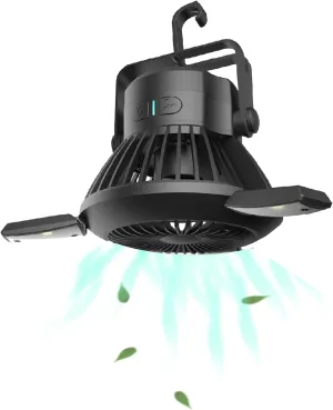 HAO Camping Fan with LED Lights, Power Bank Tent Fan LED Light USB Rechargeable,Portable Solar Tent Fan with Hanging Hook,5000mAh Battery Operated, for Home,Office,Travel,Hiking,Car,Truck