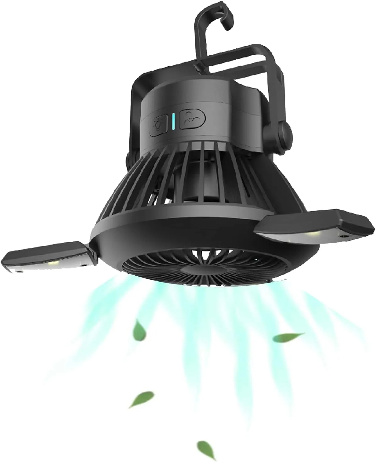 HAO Camping Fan with LED Lights, Power Bank Tent Fan LED Light USB Rechargeable,Portable Solar Tent Fan with Hanging Hook,5000mAh Battery Operated, for Home,Office,Travel,Hiking,Car,Truck