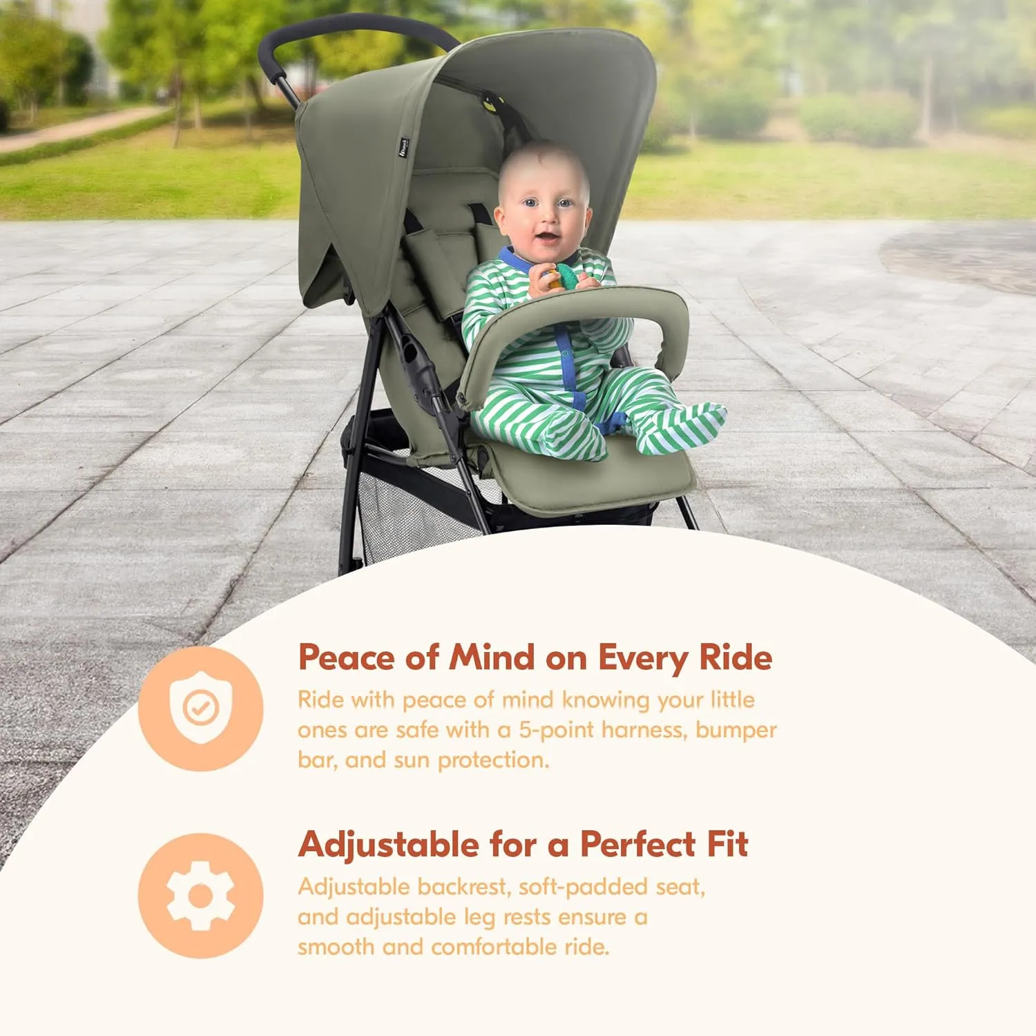 hauck Lightweight and Compact Travel Baby/Toddler Foldable Stroller, Sport, Dark Olive