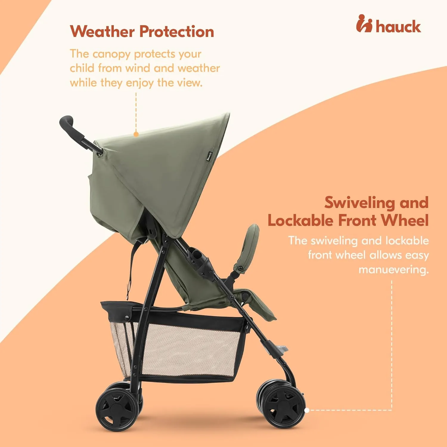 hauck Lightweight and Compact Travel Baby/Toddler Foldable Stroller, Sport, Dark Olive