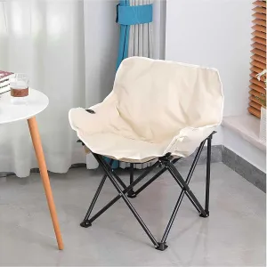 Heated Camping Chair, Portable Moon Camping Chair, Oversized Heated Camping Chair with 3 Heat Levels, Padded Camping Chair Supports 420lbs, Portable Folding Heated Outdoor Chair,Beige-66x43x43cm