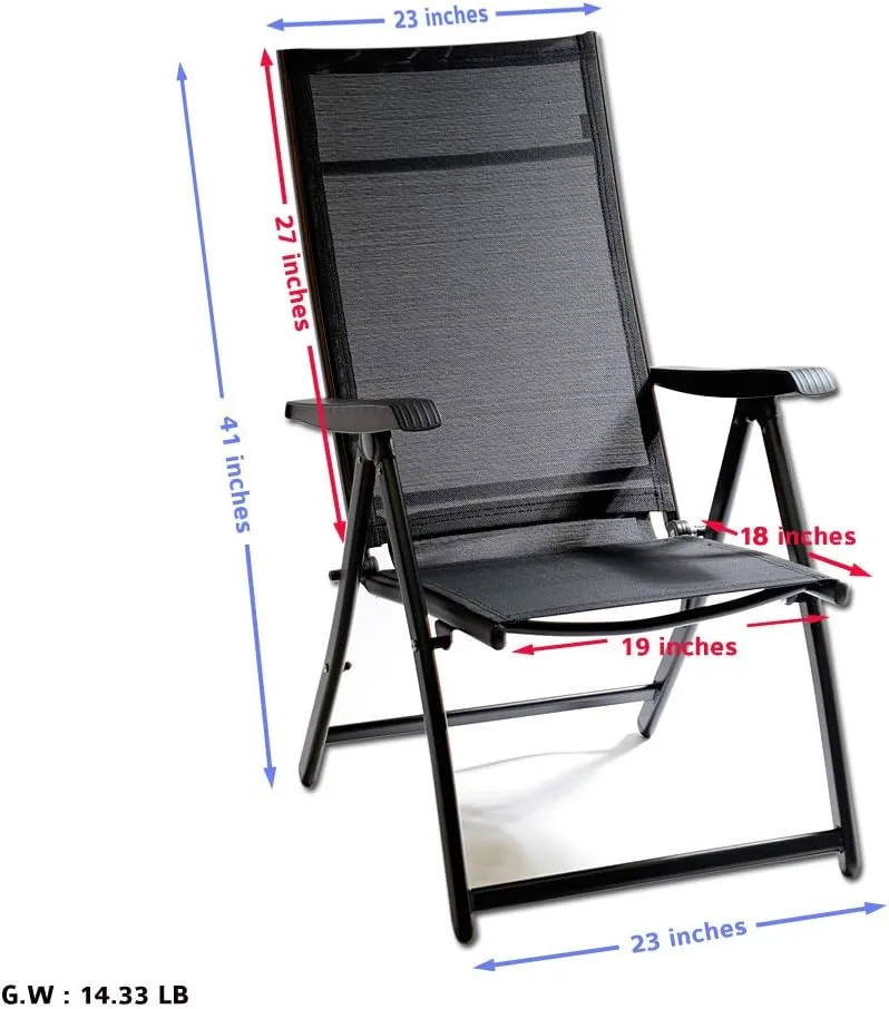 Heavy Duty Durable Adjustable Reclining Folding Chair Outdoor Indoor Garden Pool (1)