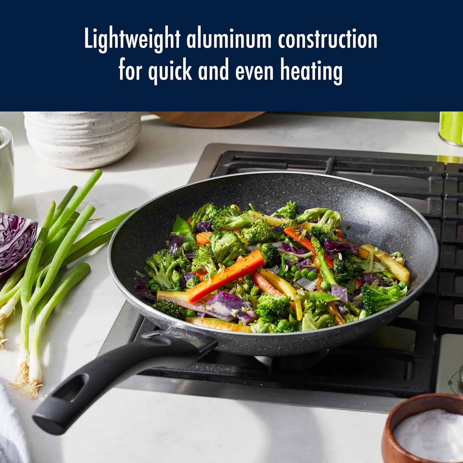 Henckels Everlift 12-inch Granitium Nonstick Frying Pan, Made in Italy, durable 3-layer granite-hued nonstick coating from recycled materials, Oven safe to 400°F, Dishwasher safe