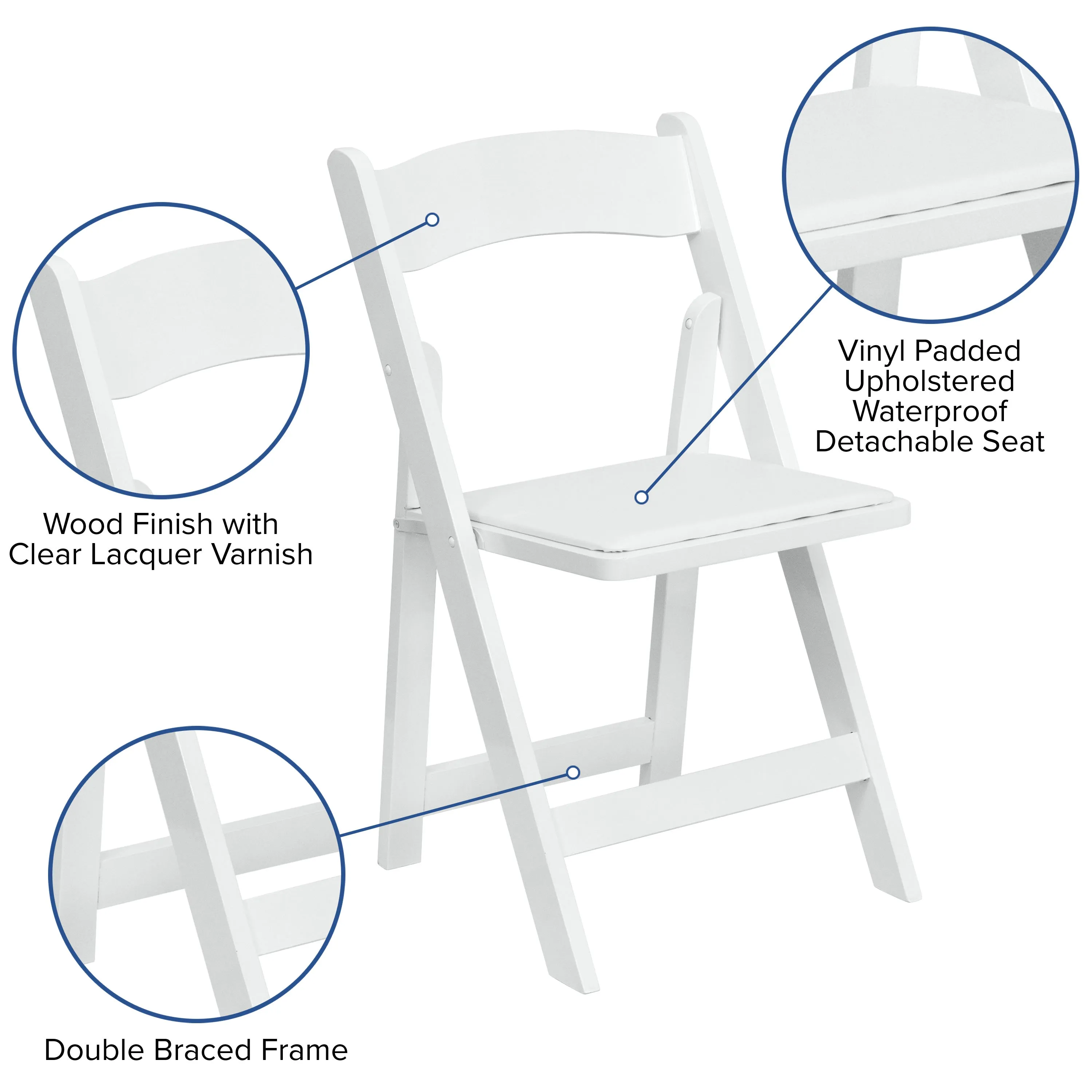 HERCULES Series Wood Folding Chair with Vinyl Padded Seat
