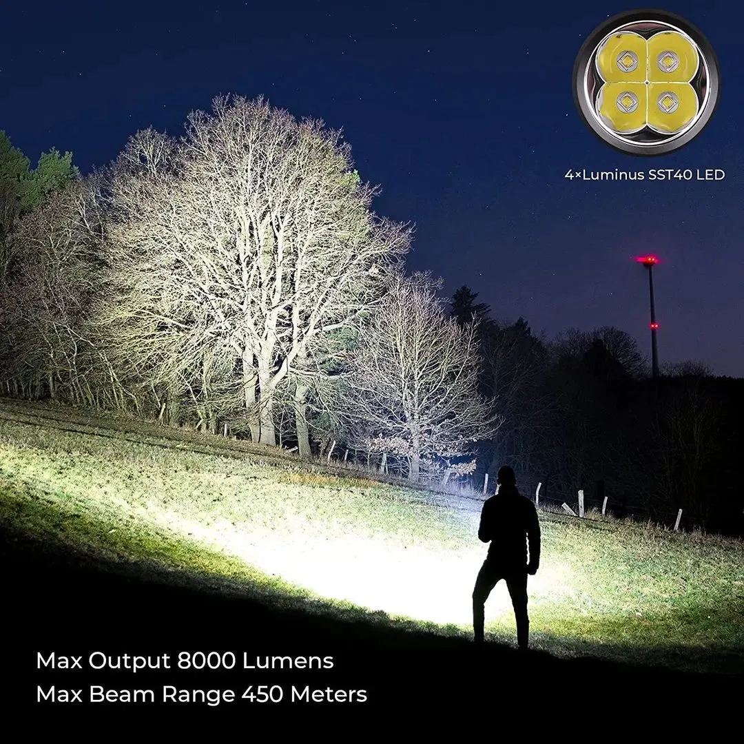 High-Power 8000lm LED Flashlight USB-C Rechargeable 18650 Torch Super Bright Lantern