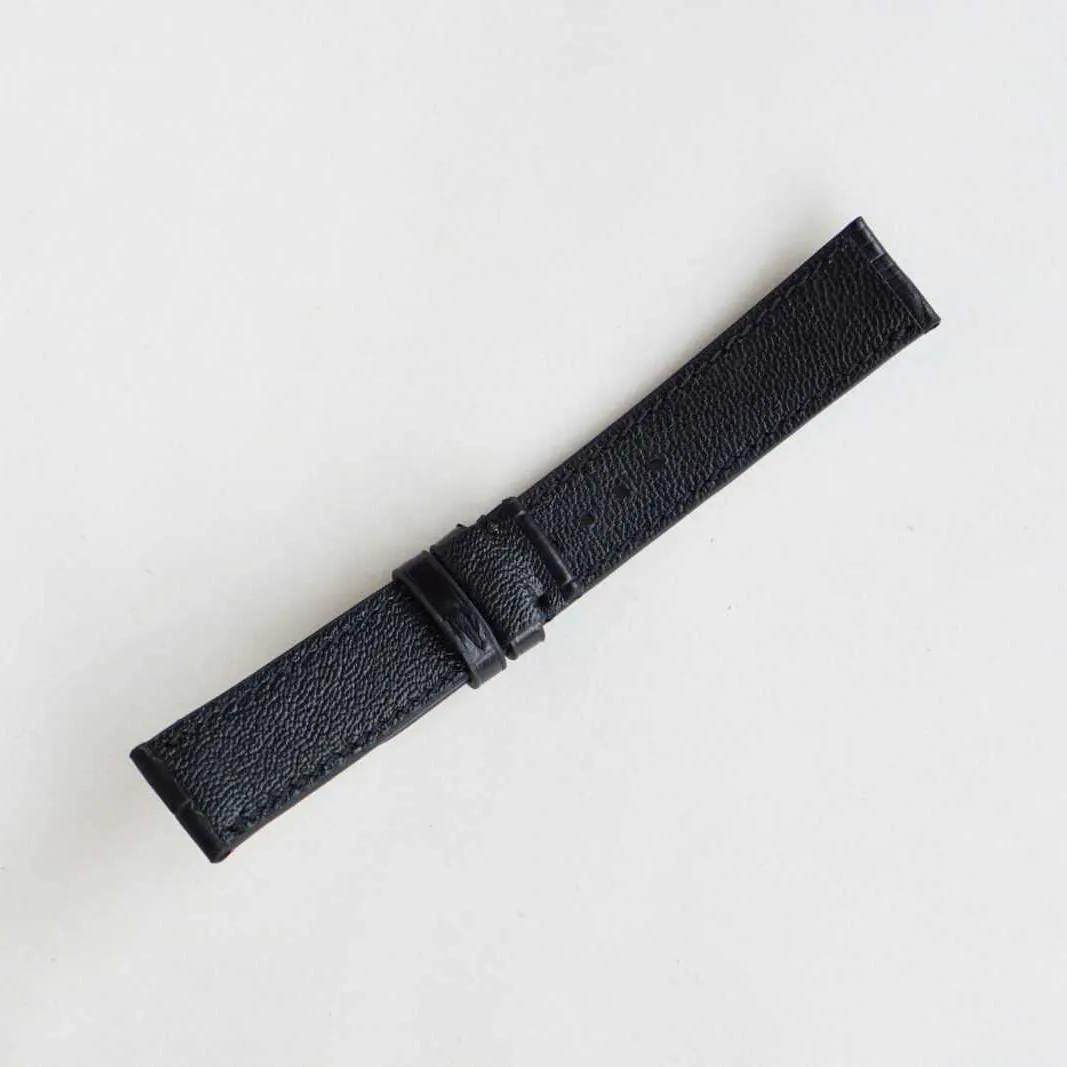 High Quality Alligator leather watch band, Handmade Black Alligator watch strap (23mm, Steel Folding Clasp)
