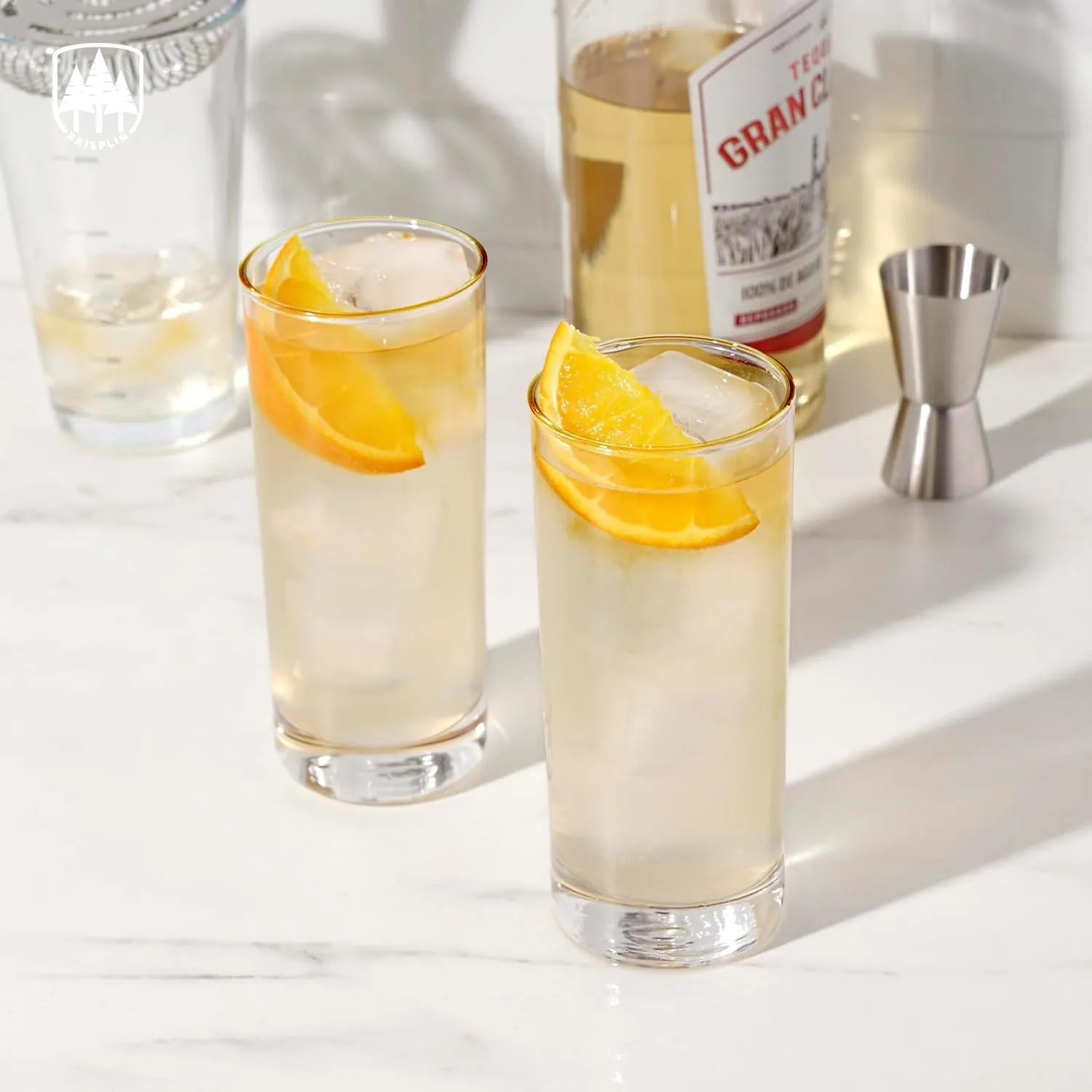 Highball Glasses Set of 6, Raisaplin 15 oz Clear Glass Tumbler Drinking Water Glasses Tall Glass Cups Mixed Drink Cocktail Glass Set Tom Collins Bar Glassware for Juice Whiskey Mojito Beer Iced Coffee