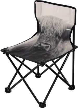 Highland Cow (2) Portable Outdoor Folding Chair Anti-Slip Padded Oxford Cloth Stool Camping Chair Small for Beach Hiking Fishing Gardening Quad Camp Chair